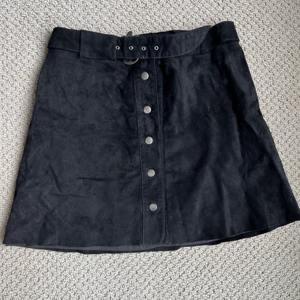 Zara Black Suede Button Skirt Belt